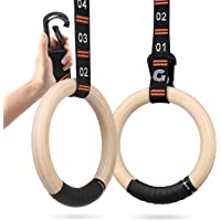 Gonex Anillos Gimnasia Madera con Correas Numéricas Ajustables 32mm Anillas Gimnasio para Fitness Crossfit Entrenamiento…